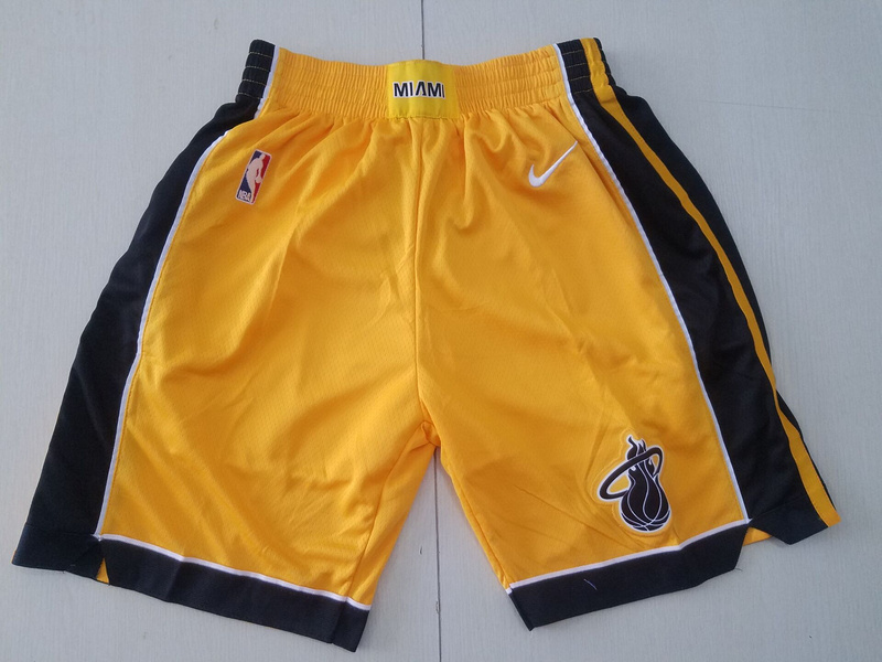 Men 2022 NBA Miami Heat yellow shorts